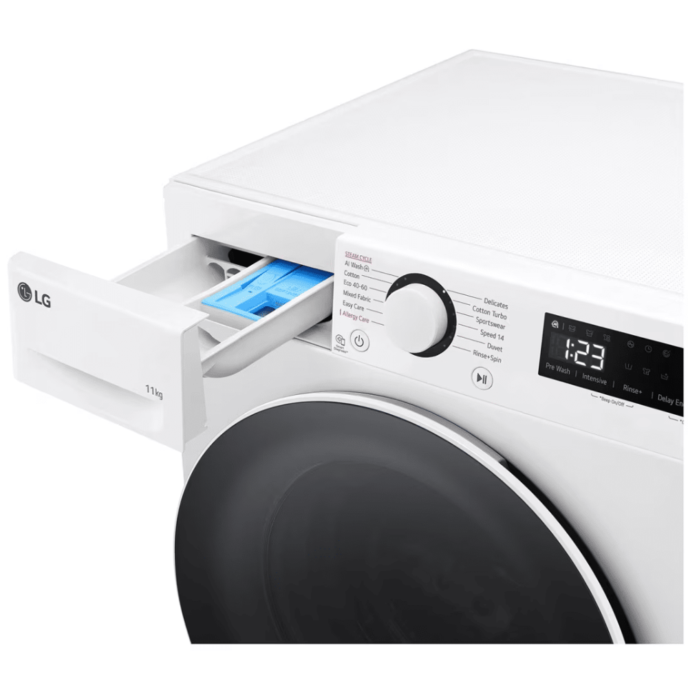 מכונת כביסה פתח חזית LG אל ג'י WF11114WBW 11 ק"ג 1400 סל"ד - יבואן רשמי