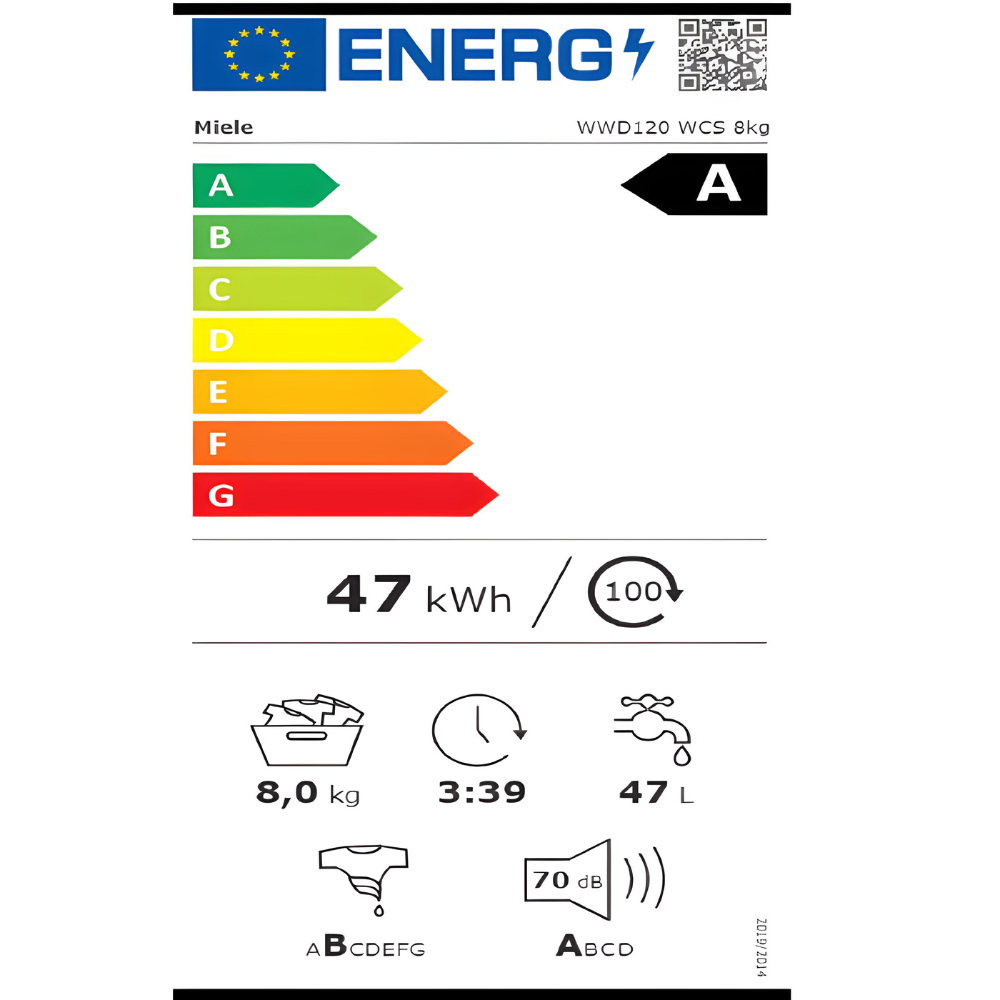 מכונת כביסה פתח חזית 8 ק"ג Miele WWD 120WCS SG במהירות 1400 סל"ד תוצרת גרמניה - צבע לבן - יבואן רשמי