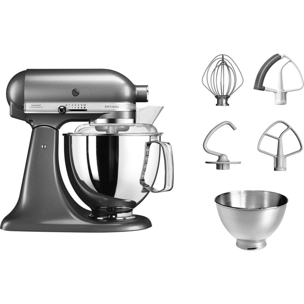 מיקסר עם זוג קערות בנפחים שונים KitchenAid 5KSM175EIMS צבע פנינה כסופה - יבואן רשמי