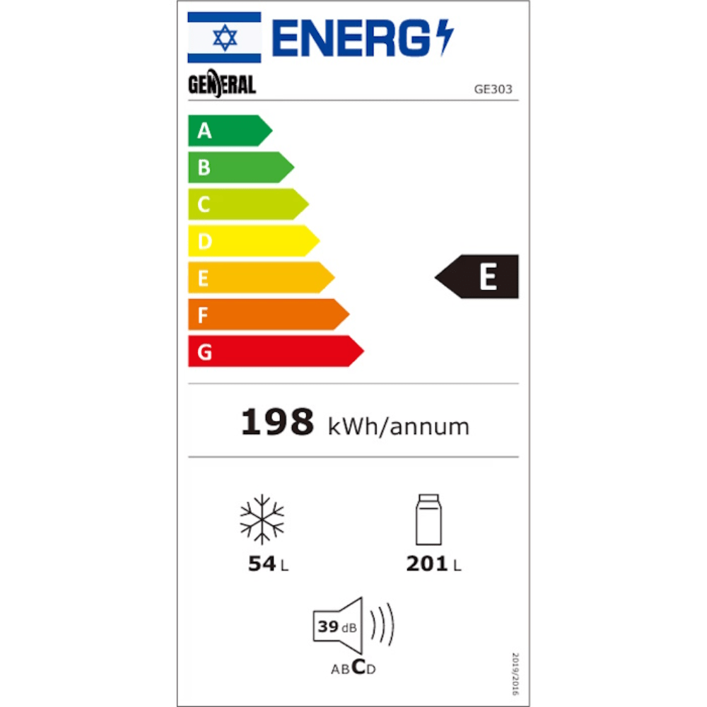 מקרר מקפיא עליון - 248 ליטר General GE303BIX שחור מט - K.B.V
