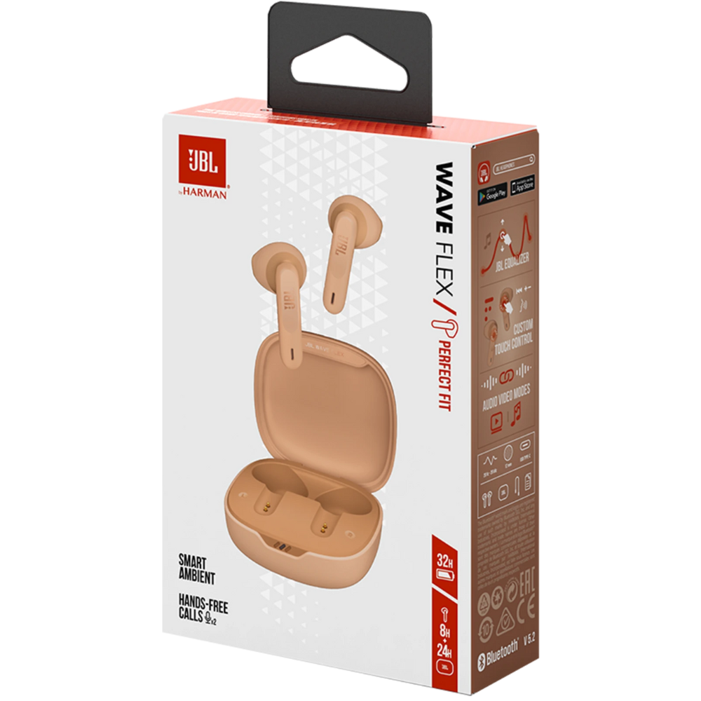 אוזניות אלחוטיות JBL Wave Flex TWS IP54 - צבע קרם שנה אחריות ע"י - יבואן הרשמי