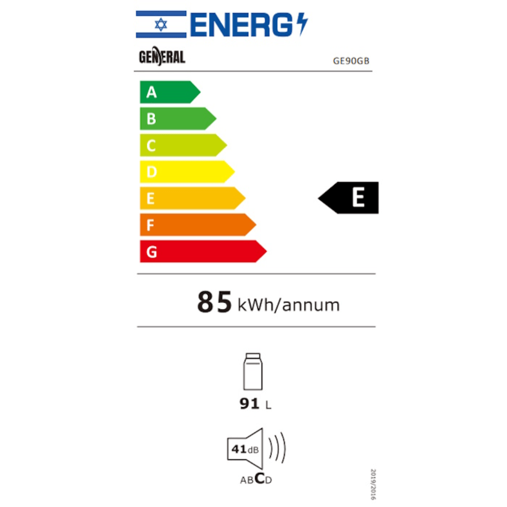 מקרר משרדי - 91 ליטר General GE90GW זכוכית לבנה - K.B.V