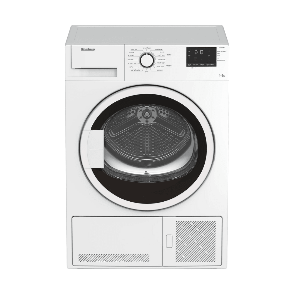מייבש כביסה + מעבה בלומברג 1-8 ק"ג TXU580WTX Blomberg דלת שקופה - K.B.V