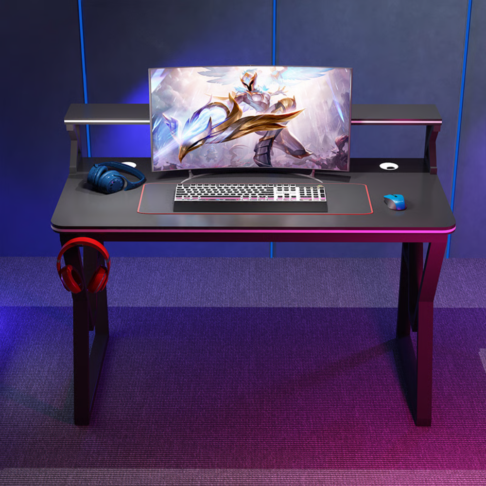 שולחן מחשב ענק עם מדפים דגם RSM-1062 רוחב 1.2 מטר צבע שחור ROSSO ITALY - יבואן רשמי