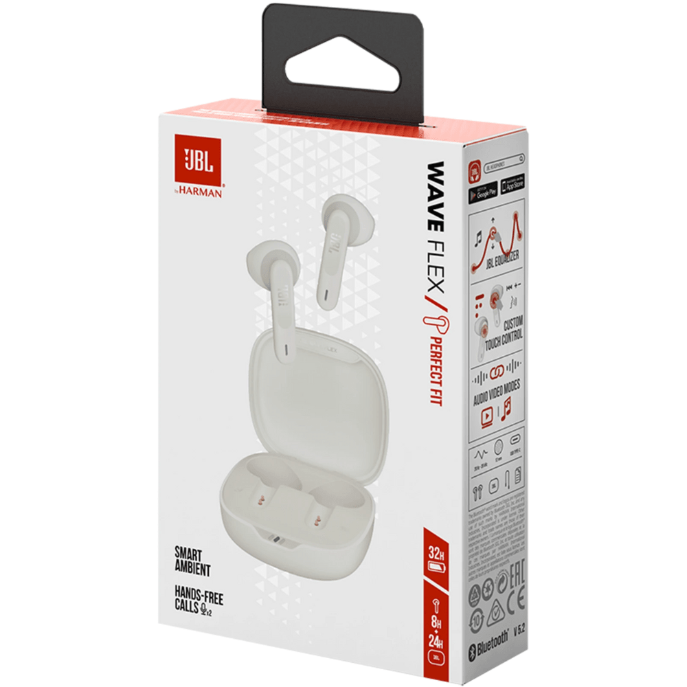 אוזניות אלחוטיות JBL Wave Flex TWS IP54 - צבע לבן - K.B.V