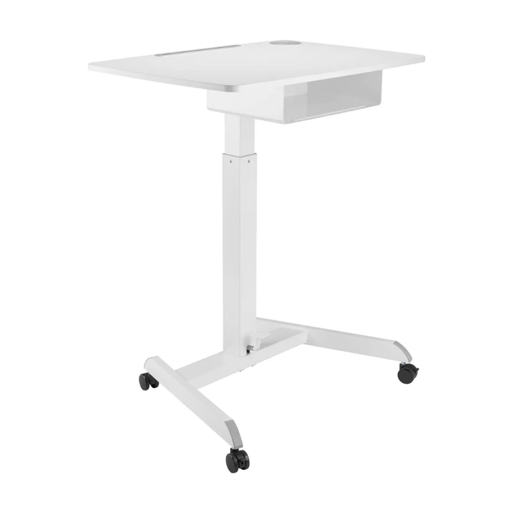 שולחן נייד מתכוונן בגובה עם מדף להנחת פריטים Lumi Legend / Brateck FWS07-04 White - יבואן רשמי