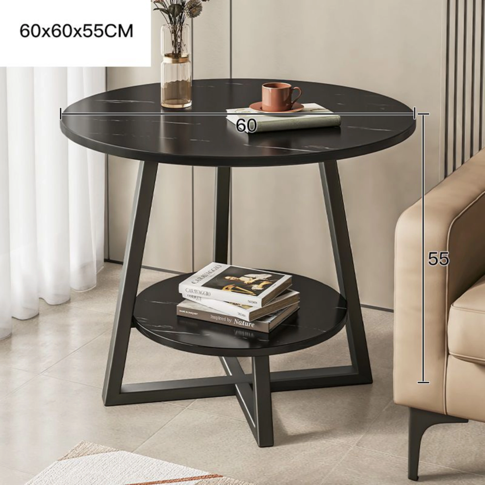 שולחן סלון פינת קפה עגול קוטר 60 ס"מ דגם RSM-3109 צבע שחור ROSSO ITALY - יבואן רשמי