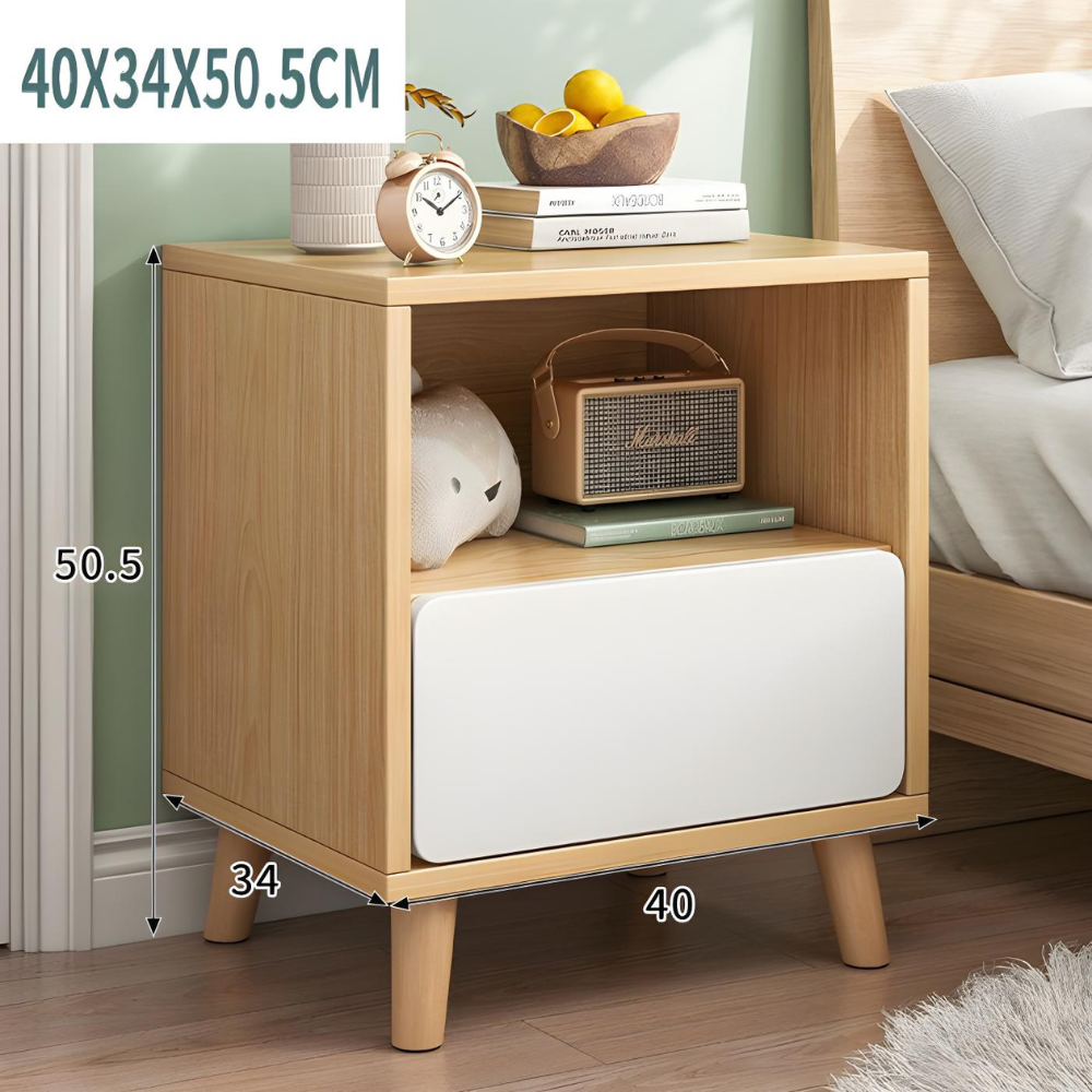 שידת לילה רוחב 40 ס"מ בעיצוב מודרני דגם RSM-3156 עץ עם לבן ROSSO ITALY - יבואן רשמי