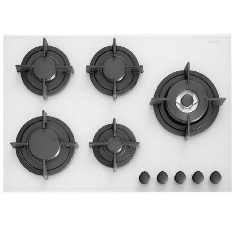 כיריים זכוכית גז 90 ס"מ 5 להבות Sauter SHG9095/W גימור לבן - אחריות - יבואן רשמי