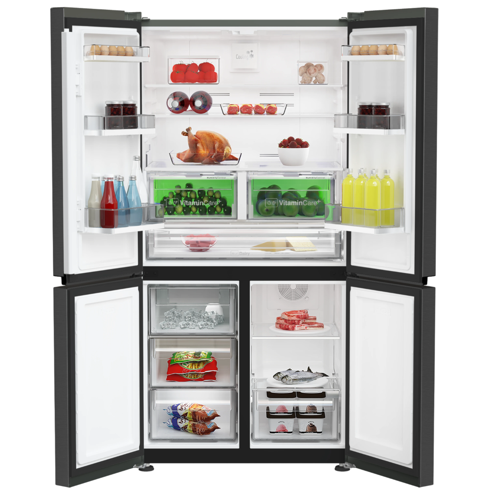 מקרר 4 דלתות Blomberg KQD1638XBR כולל התקן שבת ומייצר קרח - גימור נירוסטה מושחרת - יבואן רשמי