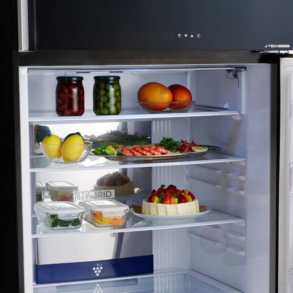 מקרר מקפיא עליון 604 ליטר נטו Sharp SJ-GTR820G-WH - גימור זכוכית לבנה - יבואן רשמי