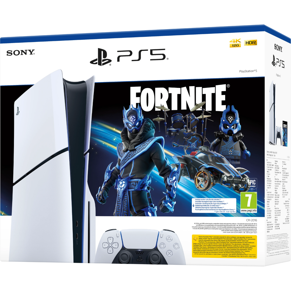 קונסולה Sony PS5 PlayStation 5 Slim 1TB Blu-Ray Edition כולל שובר למשחק Fortnite - צבע לבן שנה אחריות ע"י - יבואן הרשמי