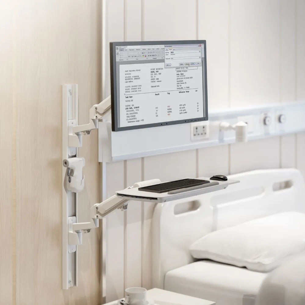 עמדת עבודה רפואית כפולה עם זרוע למסך מחשב וזרוע למקלדת ועכבר Lumi Legend / Brateck MED02-2 - יבואן רשמי