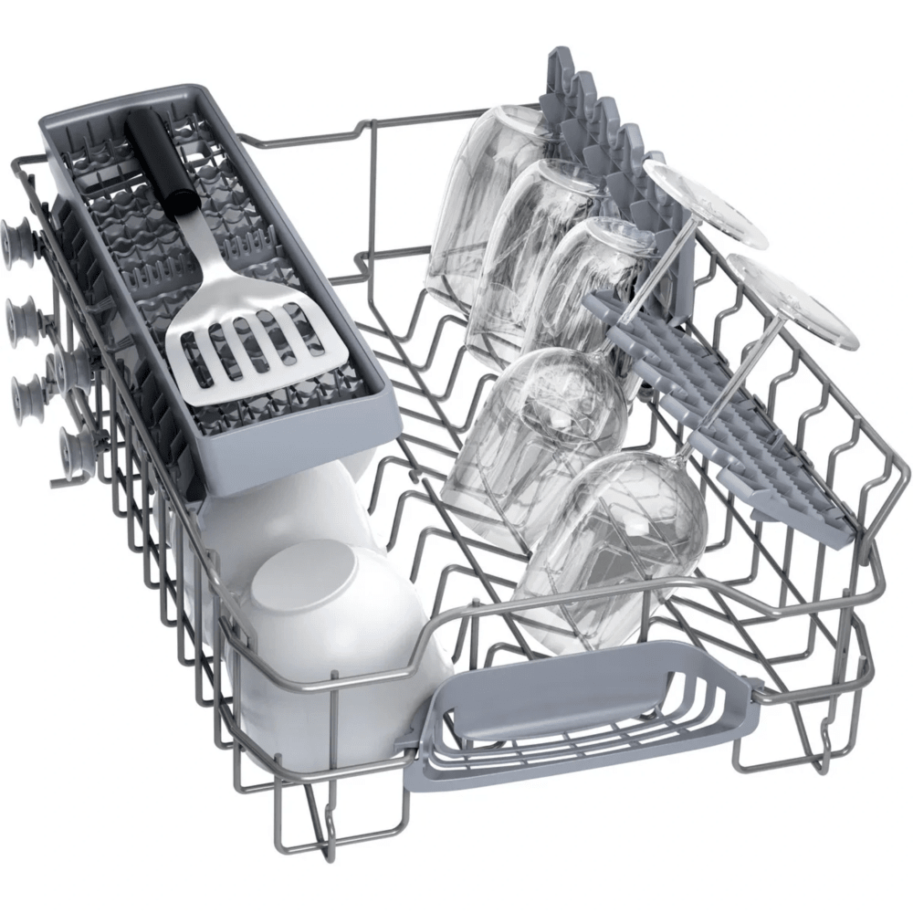 מדיח כלים צר 2 סלסלאות Bosch E58HKI2SPS - צבע נירוסטה תוצרת פולין - K.B.V