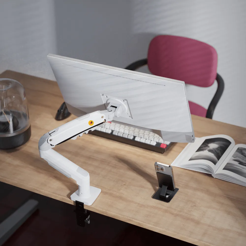 זרוע שולחנית דו מפרקית ארגונומית בצבע לבן למסך מחשב עד 30″ NB - North Bayou NB-F80 White - יבואן רשמי