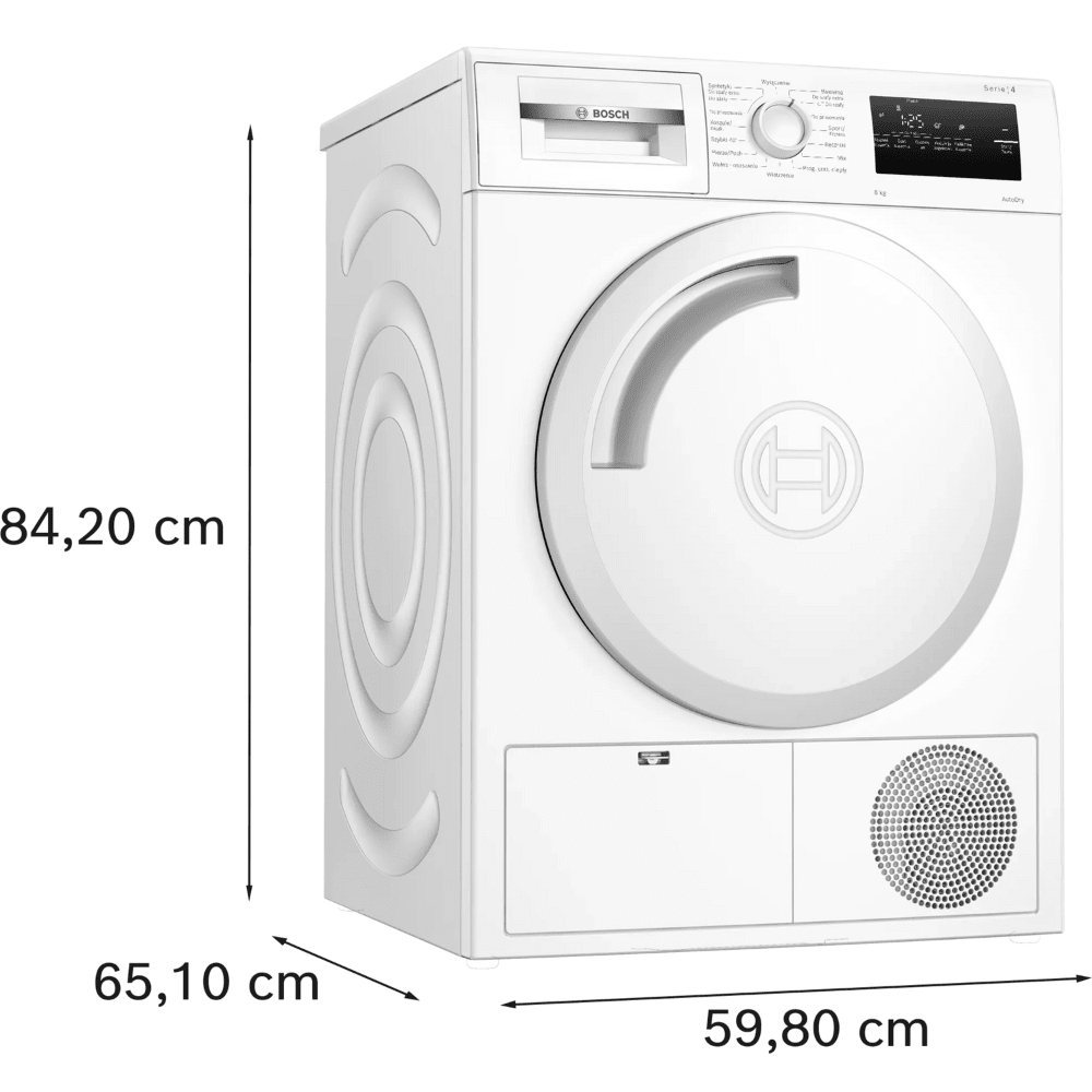 מייבש כביסה קונדנסור 1-8 ק"ג Bosch WTH83252PL Heat Pump - צבע לבן - K.B.V