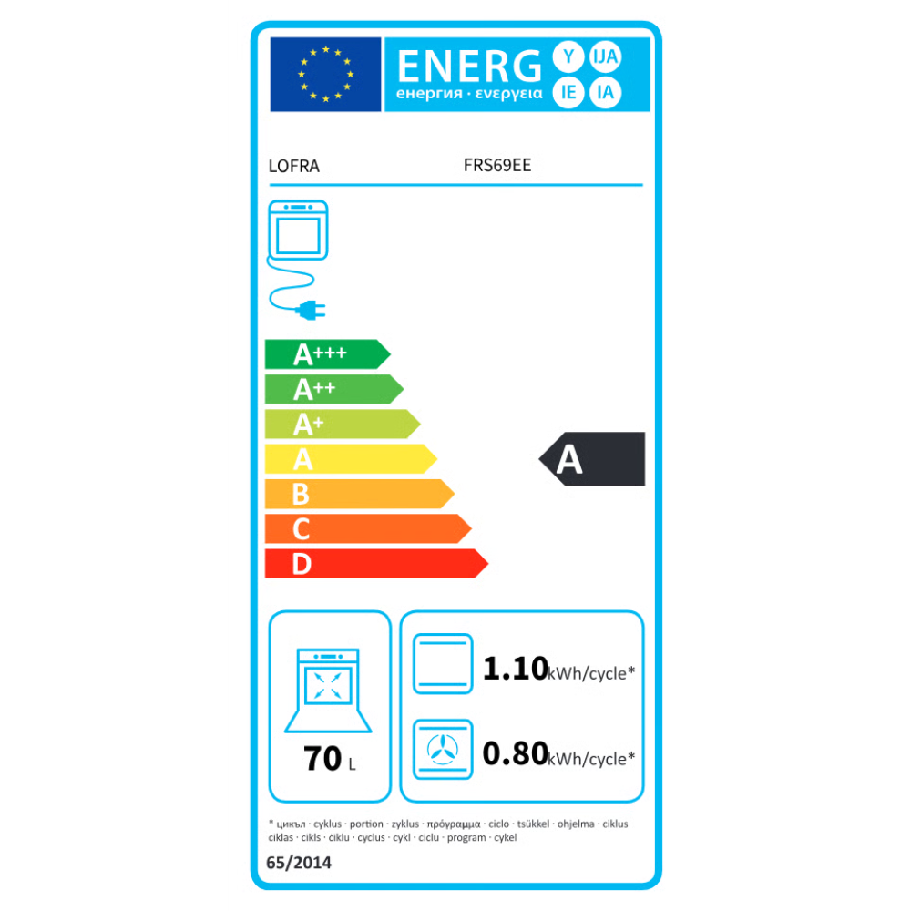 תנור אפייה בנוי 70 ליטר נירוסטה דגם LOFRA FRS69EE- יבואן רשמי