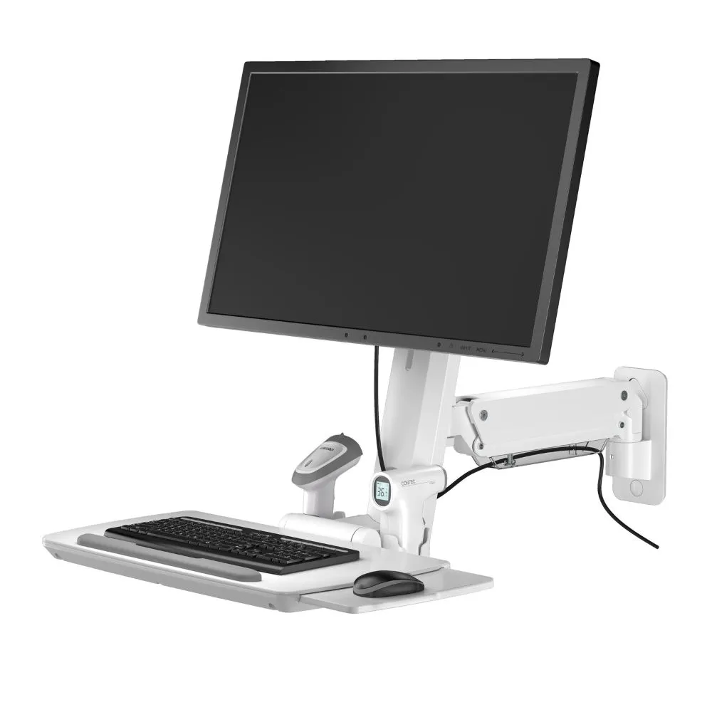 עמדת עבודה רפואית מיועדת לתלייה על קיר למסך מחשב, מקלדת ועכבר Lumi Legend / Brateck MED02-1 - יבואן רשמי