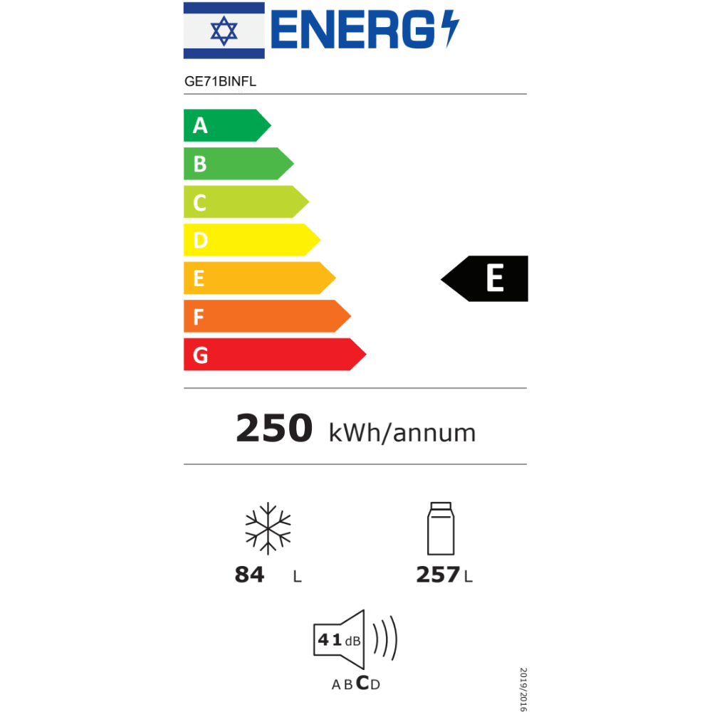 מקרר מקפיא תחתון אינטגרלי General ג’נרל GE71BINFL פתיחה שמאל - K.B.V
