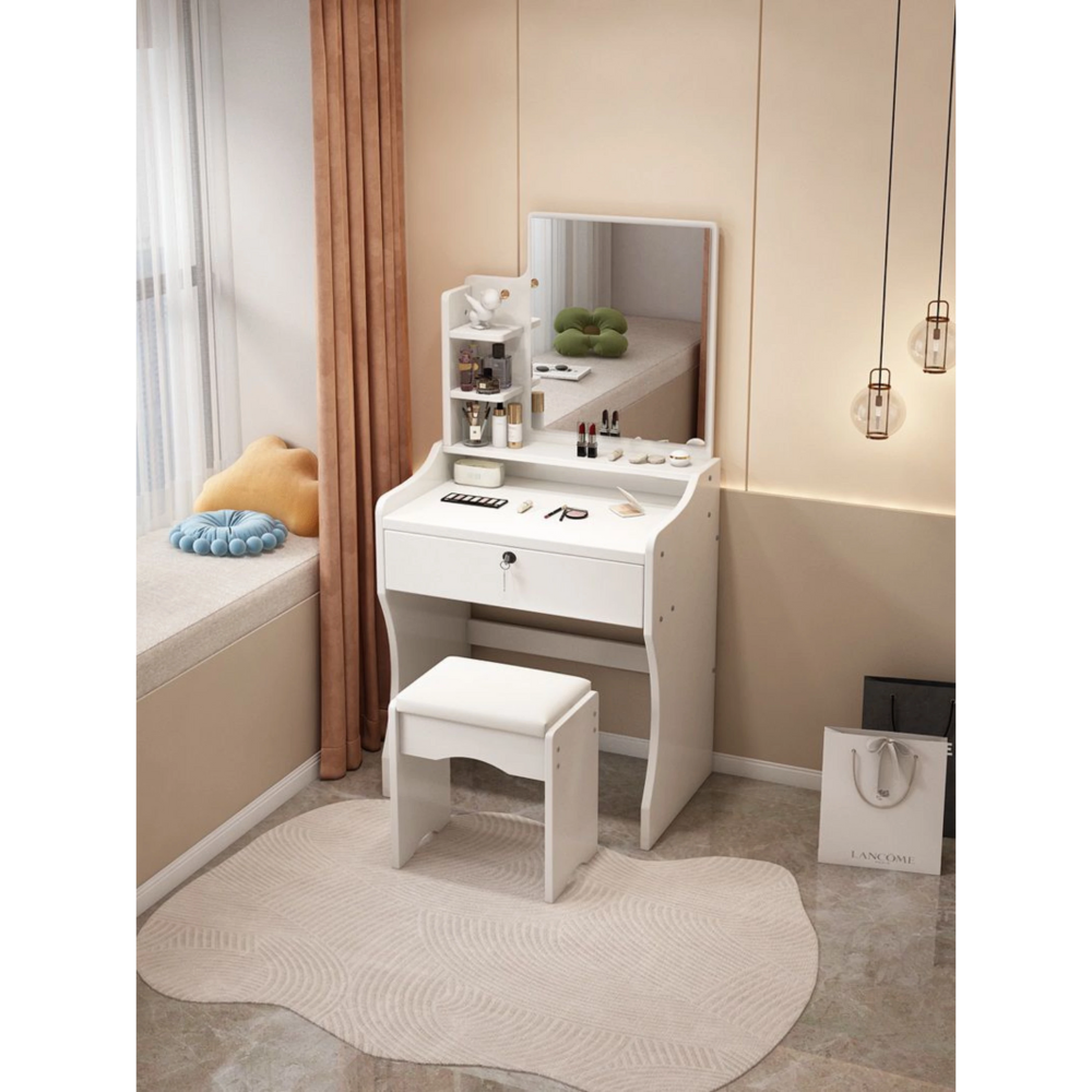שידת איפור עם מראה וכסא 50 ס"מ צבע לבן דגם Rosso Italy RSM-3214 - יבואן רשמי