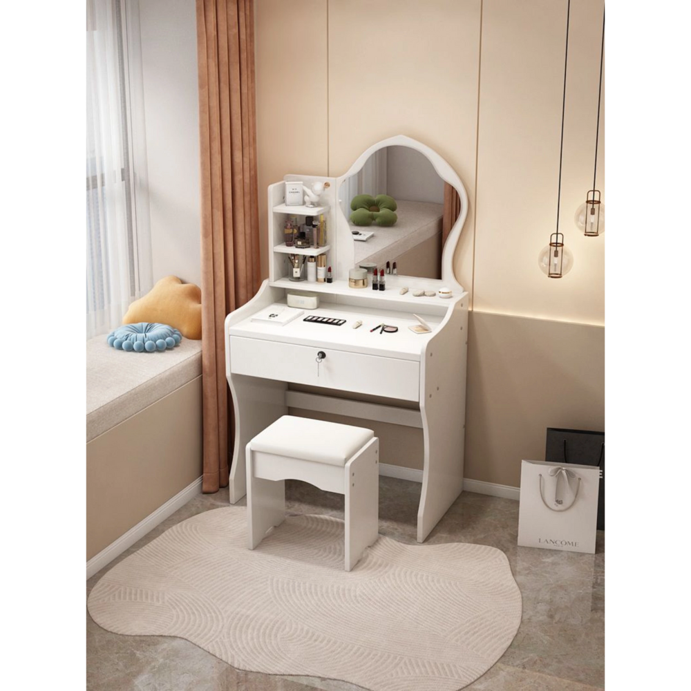 שידת איפור עם מראה וכסא 60 ס"מ צבע לבן דגם Rosso Italy RSM-3217 - יבואן רשמי