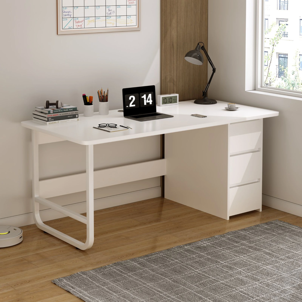 שולחן מחשב כתיבה כולל מגירות 140 ס"מ צבע לבן דגם Rosso Italy RSM-3026 - יבואן רשמי