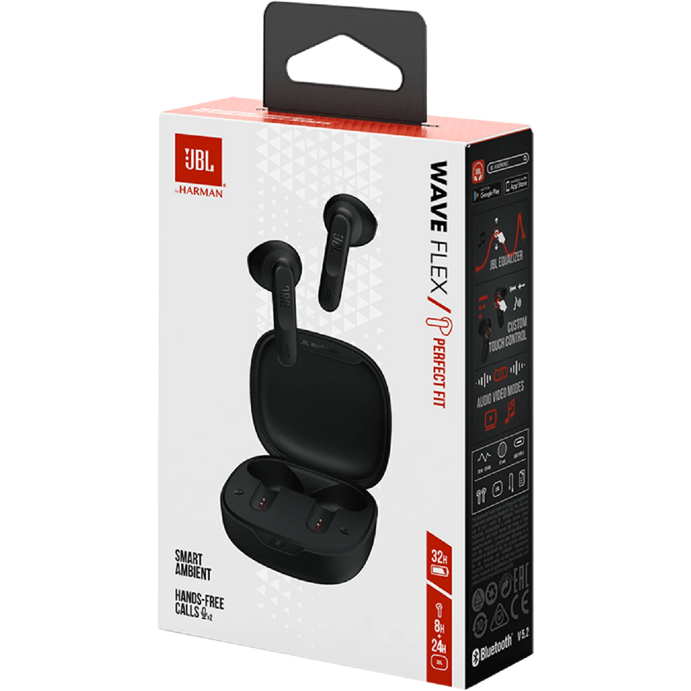 אוזניות אלחוטיות JBL Wave Flex TWS IP54 - צבע שחור - K.B.V