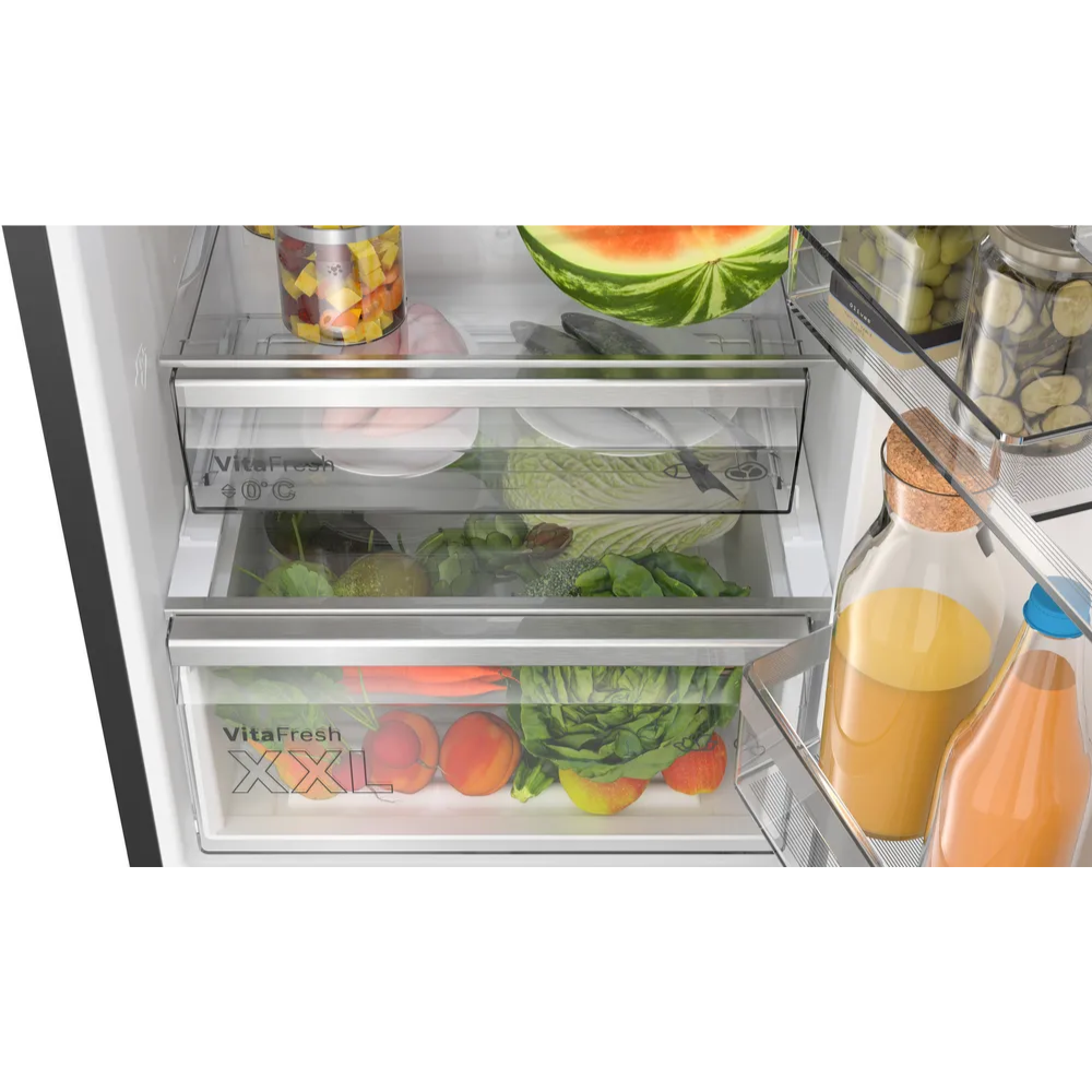 מקרר בוש Bosch מקפיא תחתון רוחב 60 ס”מ KGN39LBCF זכוכית שחורה - יבואן רשמי