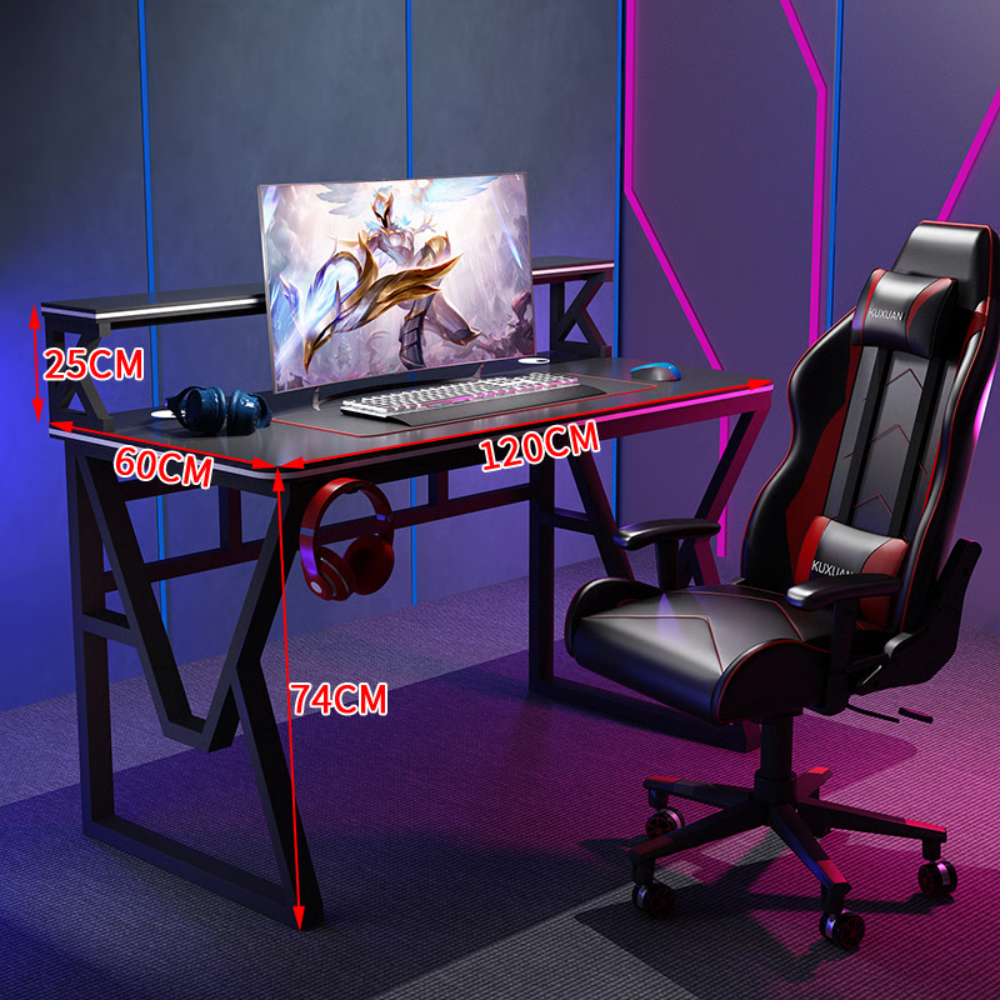 שולחן מחשב ענק עם מדפים דגם RSM-1062 רוחב 1.2 מטר צבע שחור ROSSO ITALY - יבואן רשמי