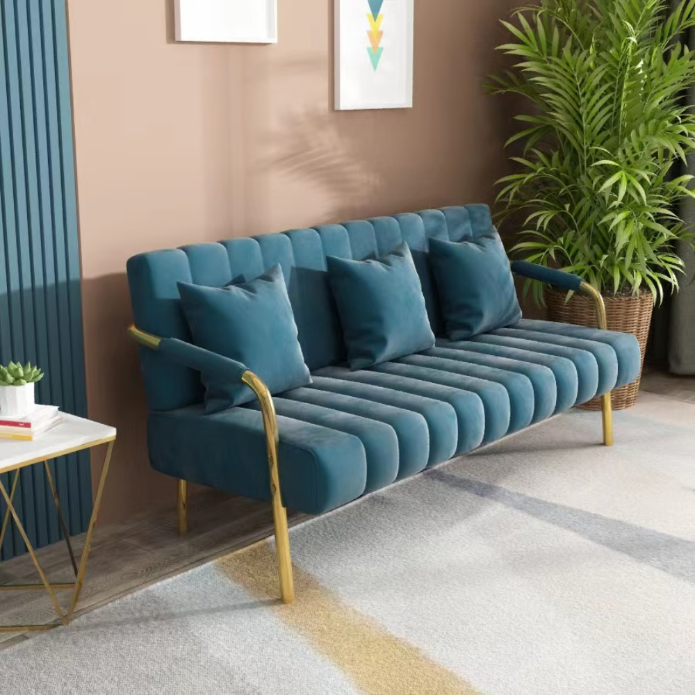 כורסא תלת מושבית 1.5 מטר דגם RSM-1068 מבית ROSSO ITALY - צבע כחול - יבואן רשמי