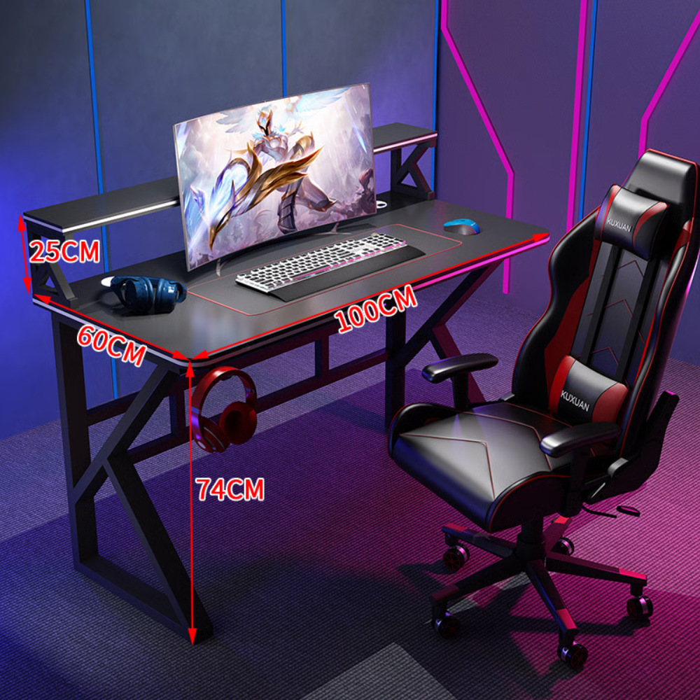 שולחן גיימרים מחשב כתיבה עם מדפים דגם RSM-1063 רוחב 1 מטר מבית ROSSO ITALY צבע שחור - יבואן רשמי