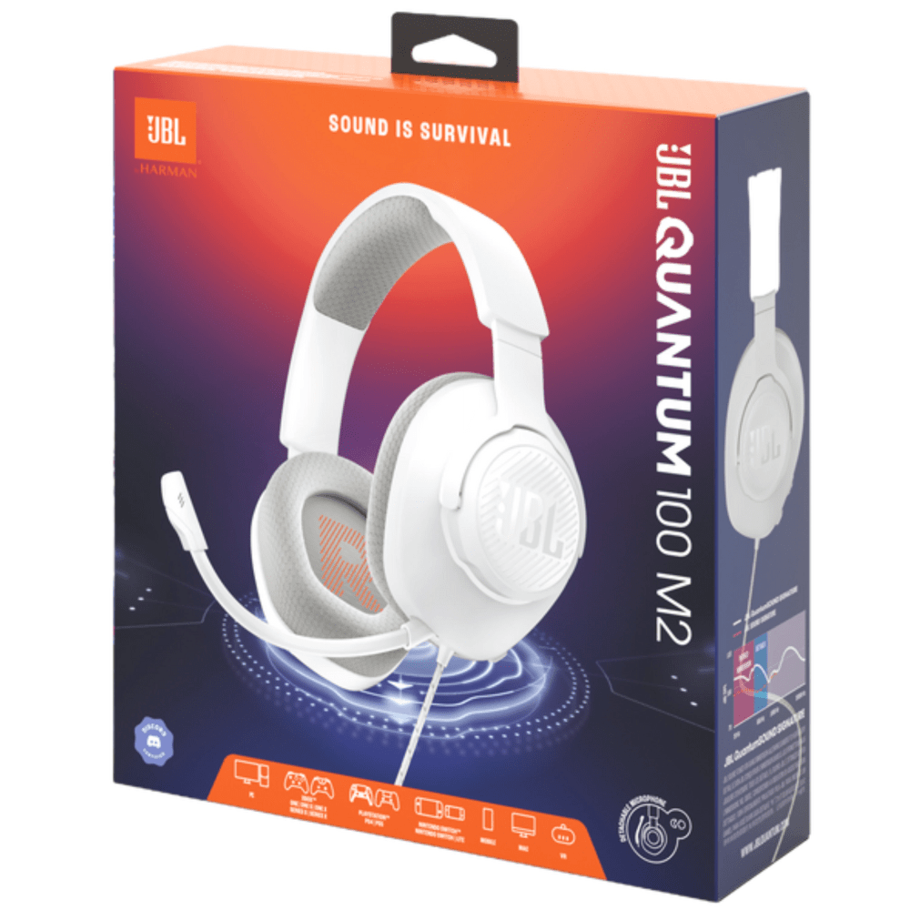 אוזניות גיימינג חוטיות JBL QUANTUM 100M2 - צבע לבן - K.B.V