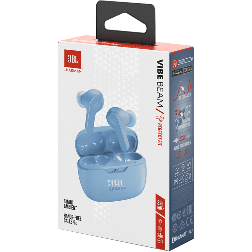 אוזניות אלחוטיות JBL Wave Beam TWS IP54 - צבע כחול - K.B.V