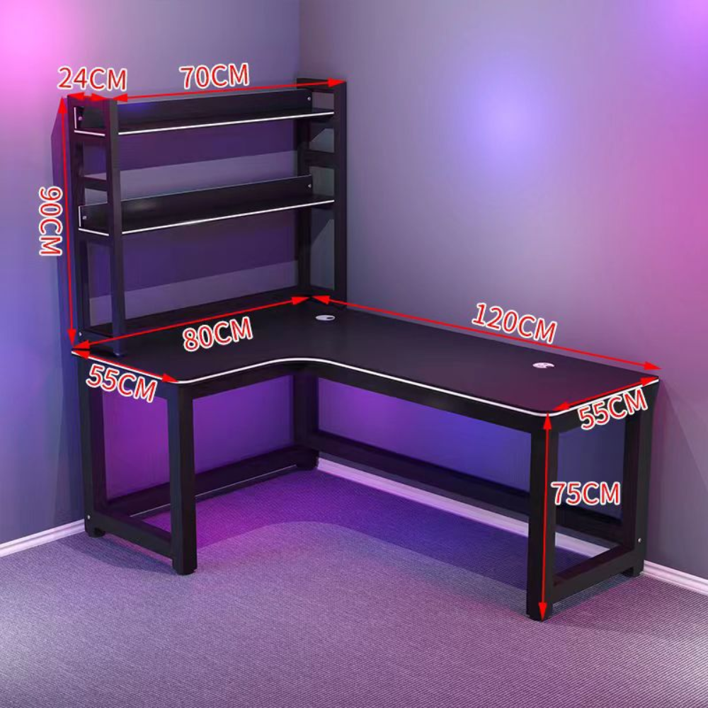 שולחן מחשב ענק עם מדפים דגם RSM-1065 רוחב 1.2 מטר צבע שחור ROSSO ITALY - יבואן רשמי