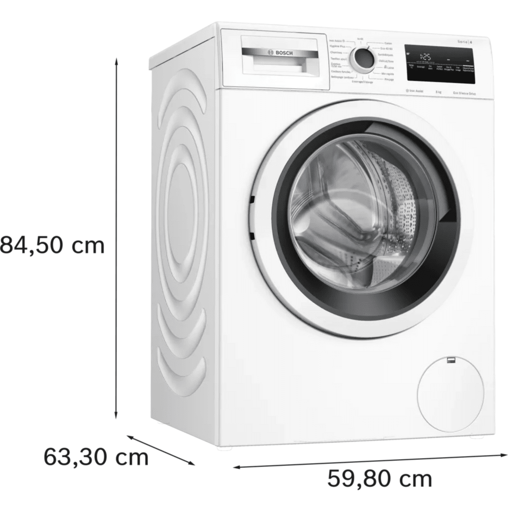 מכונת כביסה פתח קדמי 8 ק"ג Bosch WAN28268FR במהירות 1,400 סל"ד - גימור לבן - K.B.V