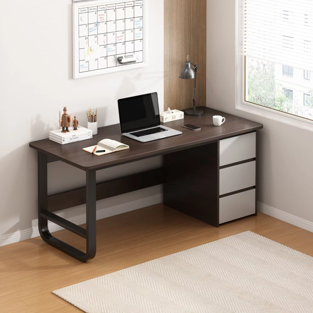 שולחן מחשב כתיבה כולל מגירות צבע עץ כהה בשילוב לבן דגם Rosso Italy RSM-2000 - יבואן רשמי