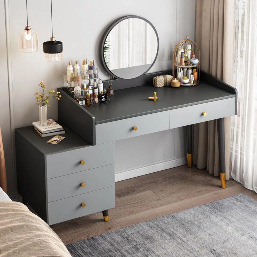 שידת איפור עם מראה ומגירות 126 ס"מ צבע אפור דגם Rosso Italy RSM-3204 - יבואן רשמי