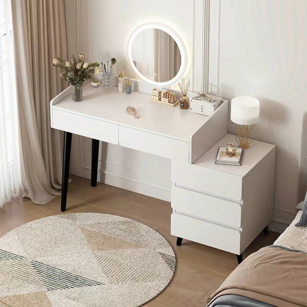 שידת איפור עם מראה ותאורת לד 106 ס"מ צבע לבן דגם Rosso Italy RSM-3205 - יבואן רשמי