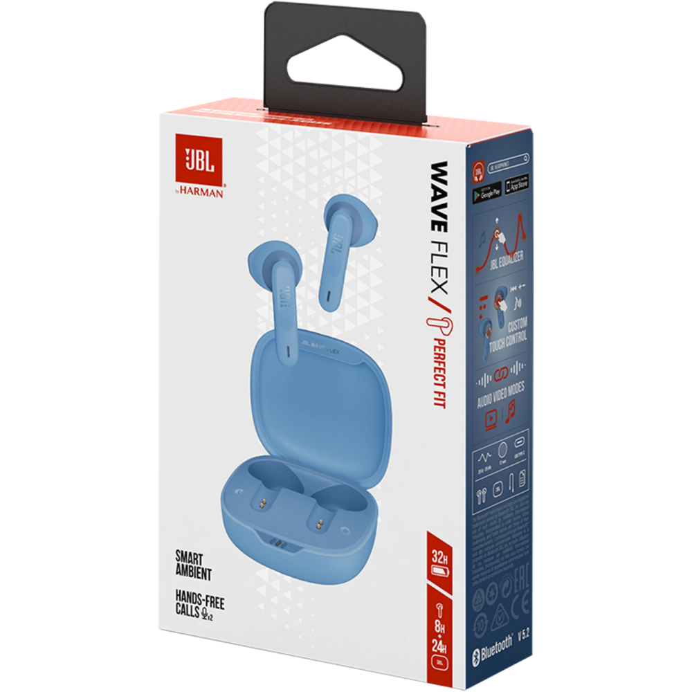 אוזניות אלחוטיות JBL Wave Flex TWS IP54 - צבע כחול שנה אחריות ע"י - יבואן הרשמי