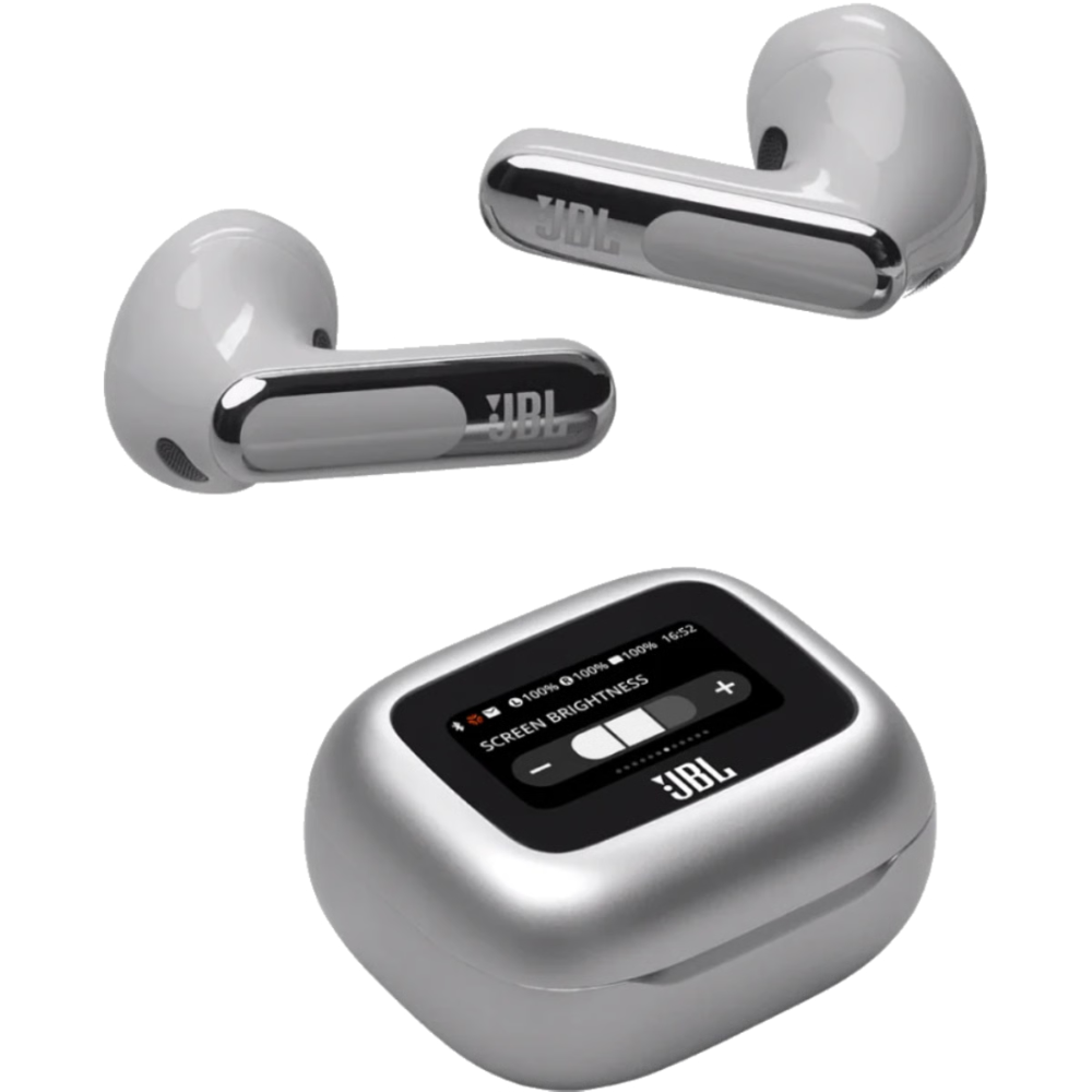 אוזניות אלחוטיות עם מארז טעינה חכם JBL Live Flex 3 TWS ANC IP54 - צבע כסף שנה אחריות ע"י - יבואן הרשמי