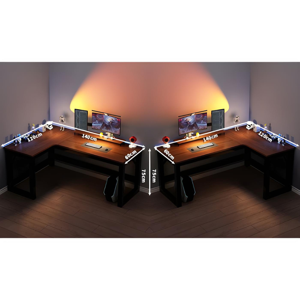 פינת גיימרים/שולחן כתיבה ענק דגם RSM-5032 רוחב ענק 1.4 מטר צבע שחור משולב עץ ROSSO ITALY - יבואן רשמי