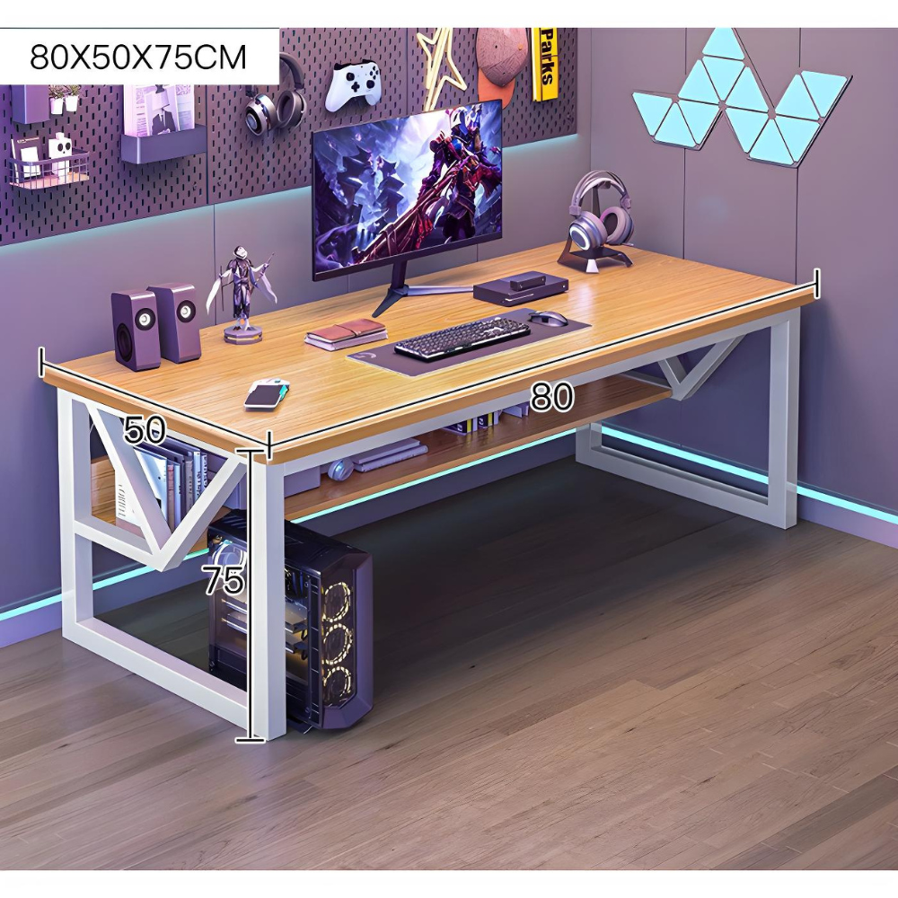 שולחן מחשב דגם RSM-1006 רוחב 80 ס"מ צבע לבן משולב עץ ROSSO ITALY - יבואן רשמי