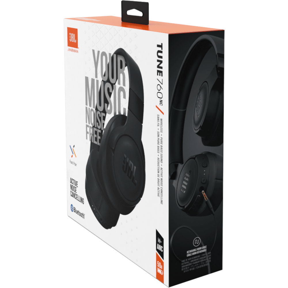 אוזניות קשת אלחוטיות JBL Tune 760NC ANC - צבע שחור - K.B.V