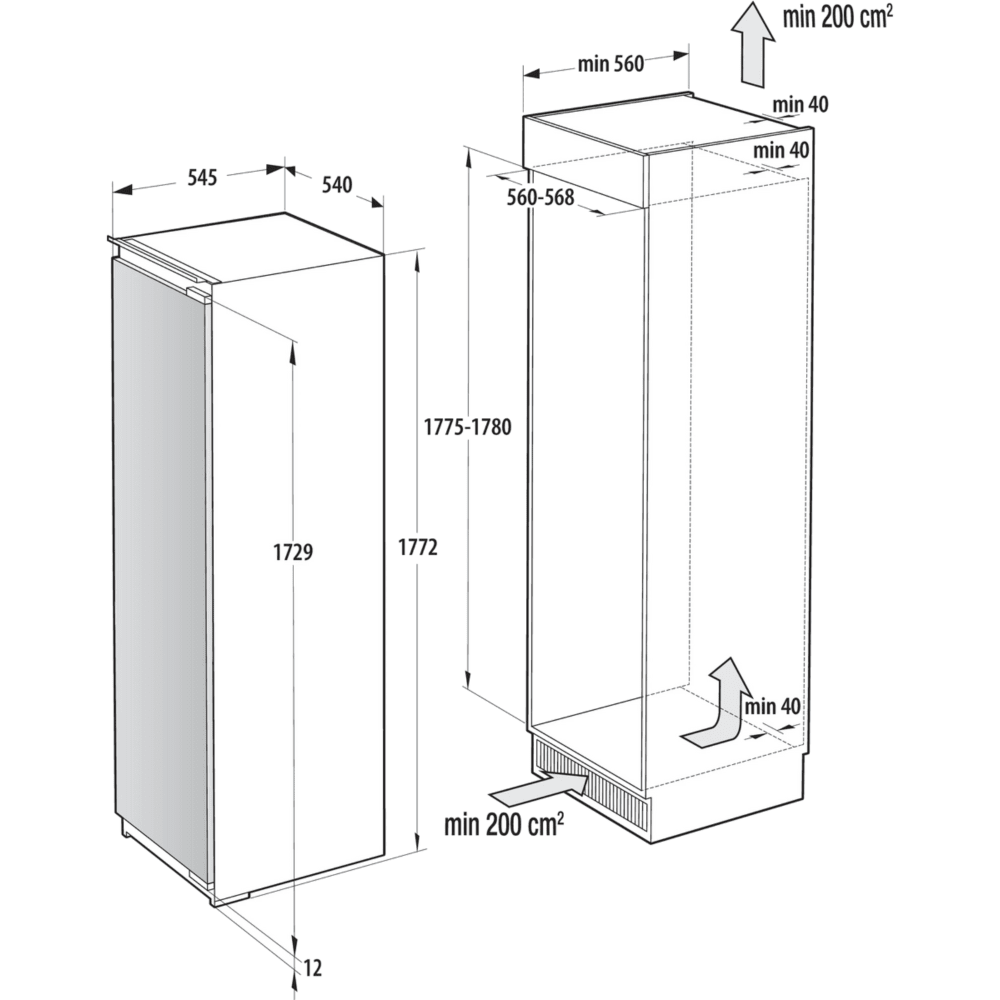 מקרר אינטגרלי דלת אחת 300 ליטר Gorenje RI517E62WF - K.B.V