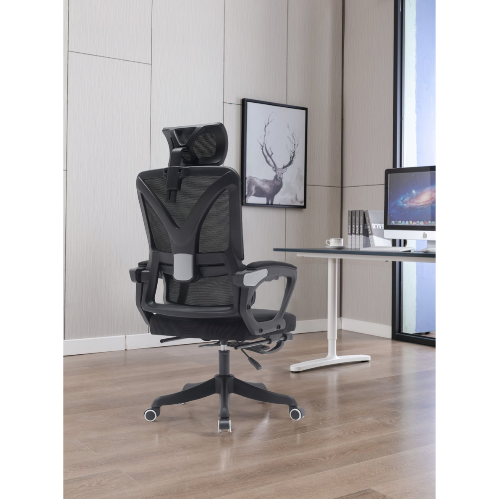 כסא מנהלים אורטופדי דגם RSM-1049 כולל הדום עם מנגנון מולטי לוק ROSSO ITALY - צבע שחור - יבואן רשמי