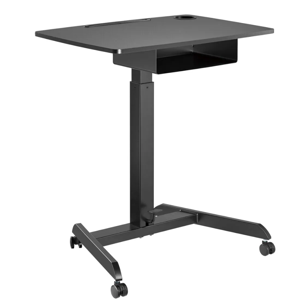 שולחן נייד מתכוונן בגובה עם מדף להנחת פריטים Lumi Legend / Brateck FWS07-04 Black - יבואן רשמי