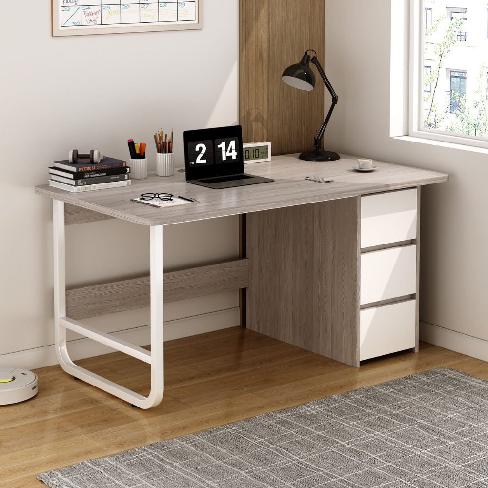 שולחן מחשב כתיבה כולל מגירות רוחב 100 ס"מ Rosso Italy MSR-1142 - צבע אפור - יבואן רשמי