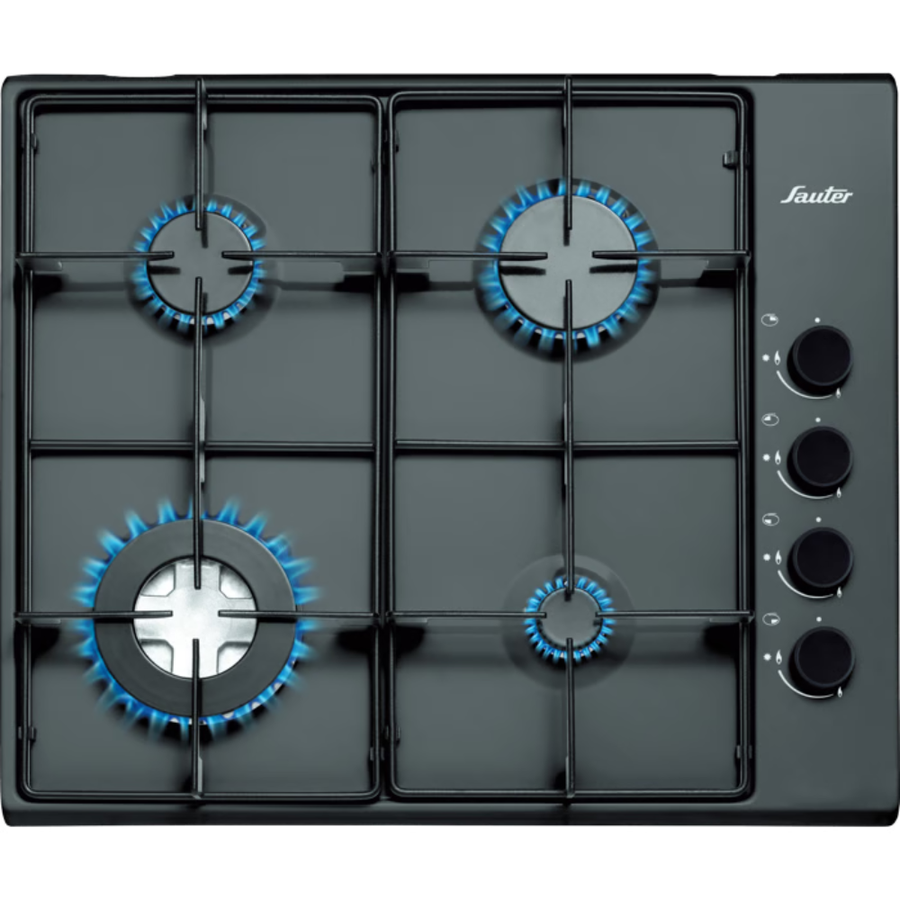 כיריים גז 4 להבות Sauter SHE860B - צבע שחור אחריות ע"י - יבואן הרשמי - תוצרת צרפת