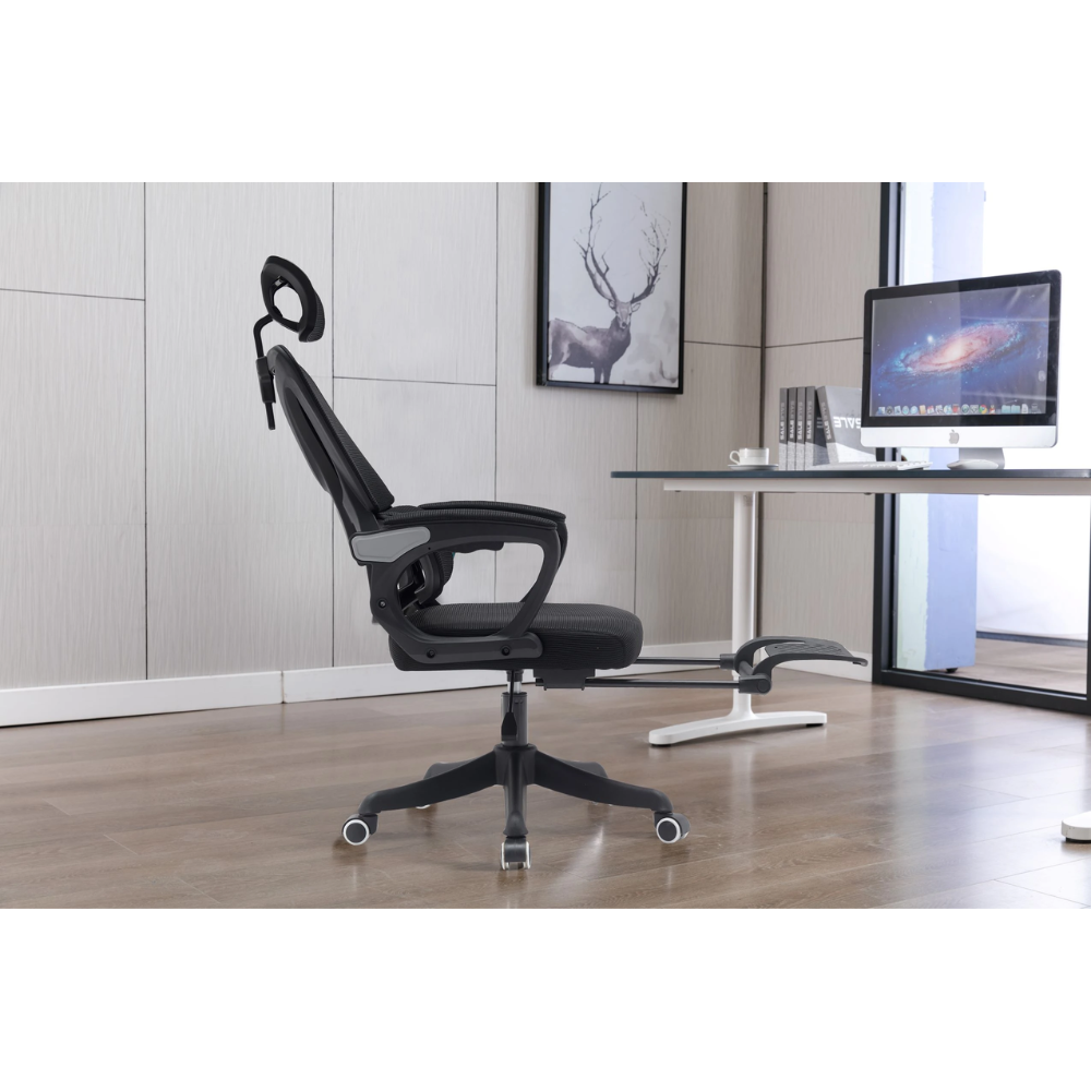 כסא מנהלים אורטופדי דגם RSM-1049 כולל הדום עם מנגנון מולטי לוק ROSSO ITALY - צבע שחור - יבואן רשמי