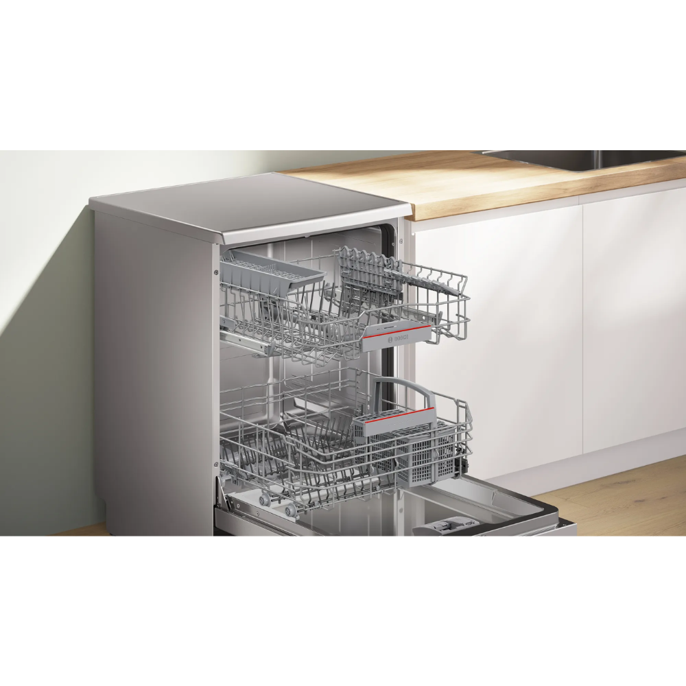 מדיח כלים רחב עומד Bosch Serie 4 SMS4HAI19Y - דמוי נירוסטה - תוצרת גרמניה - אחריות יבואן רשמי BSH